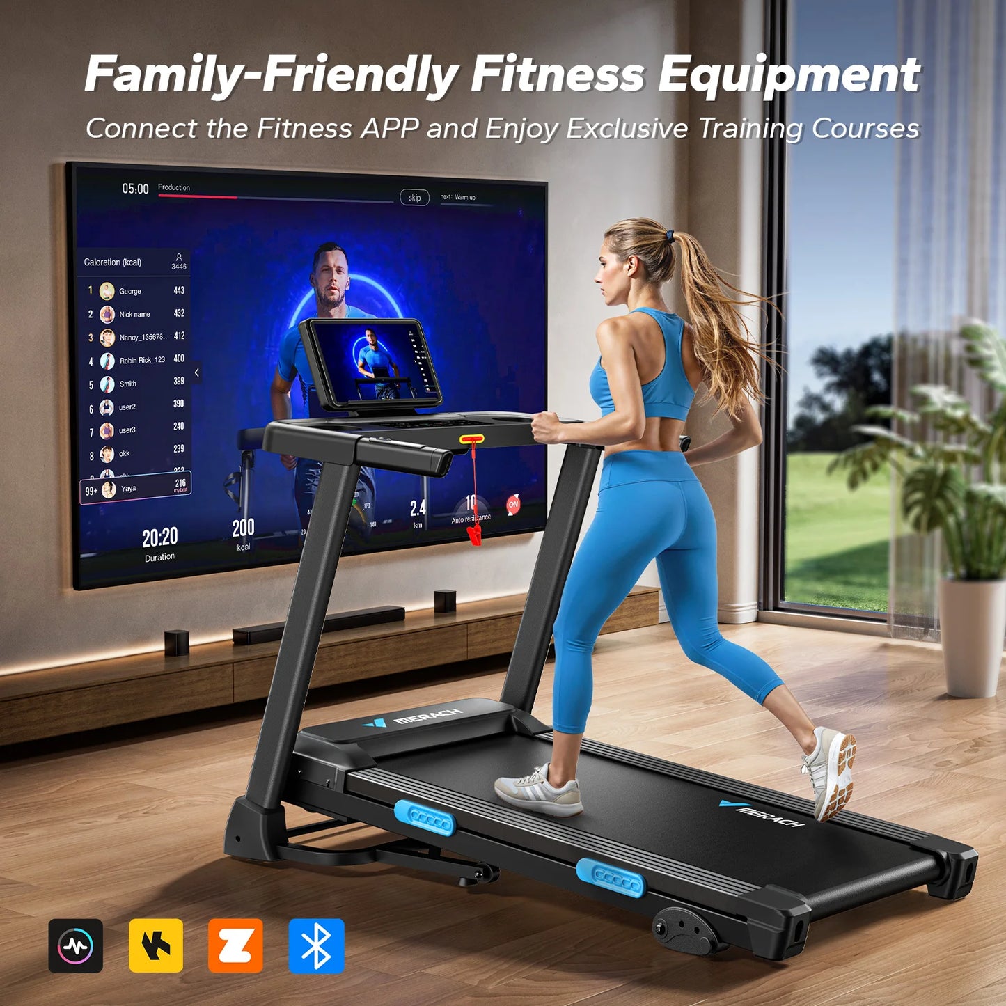 MERACH Foldable Treadmill with Incline and Heart Rate Monitoring