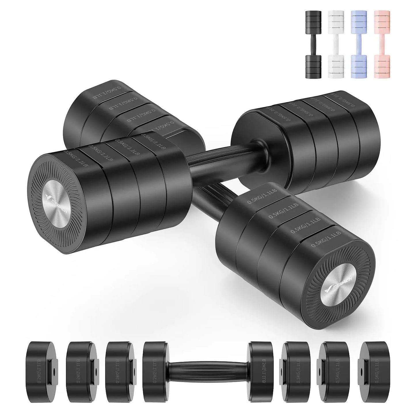 MERACH Adjustable Dumbbell Set of 2, 4 in 1 Hand Weights