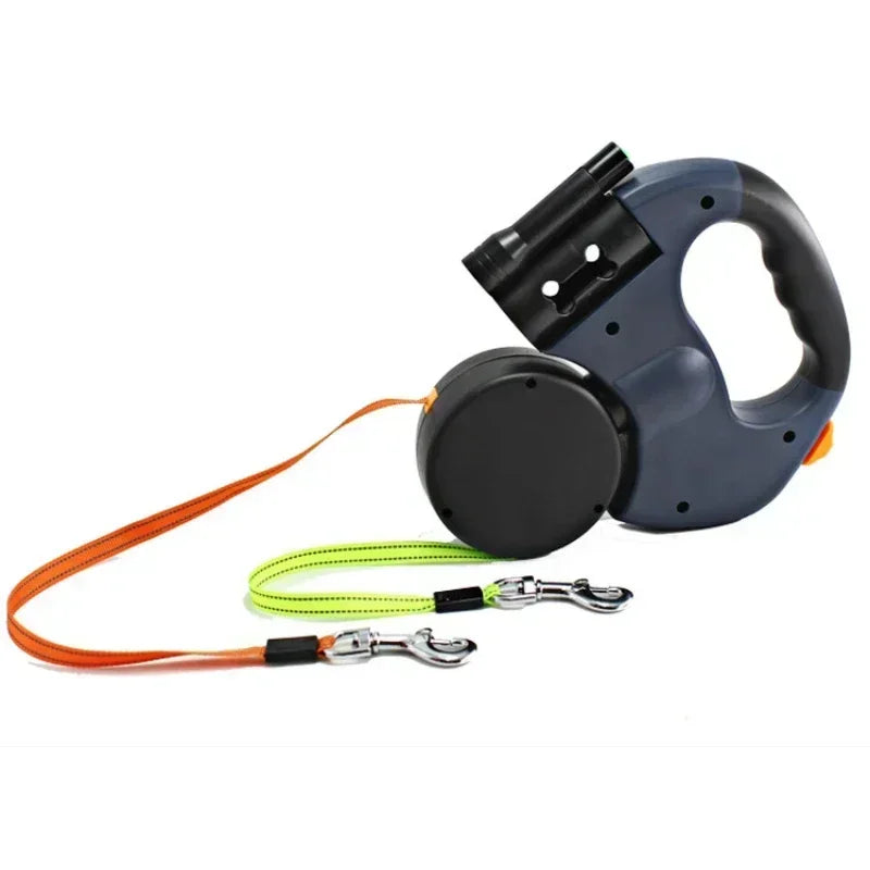 LED Automatic Retractable Traction Rope Two-Headed Dog Leash