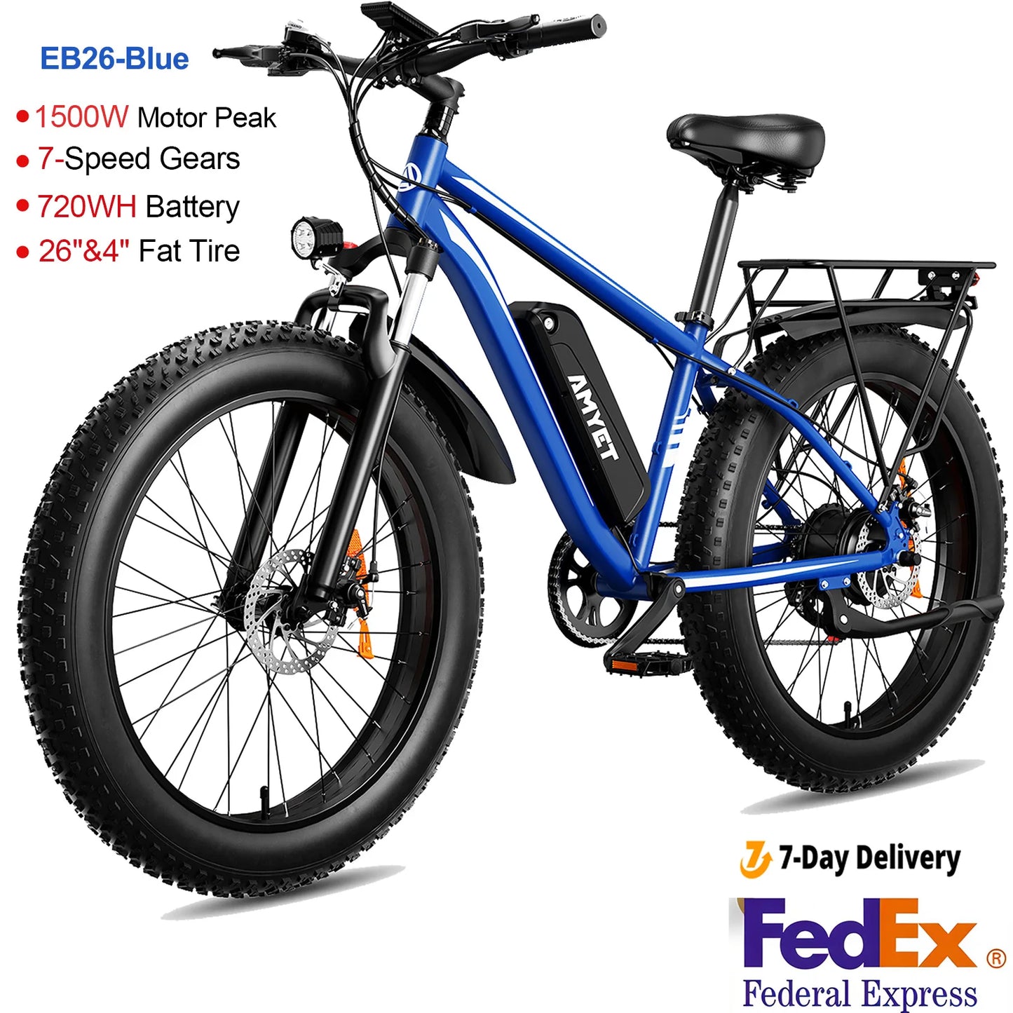 AMYET EB26 Electric Mountain Bike 1500W 28mph Peak