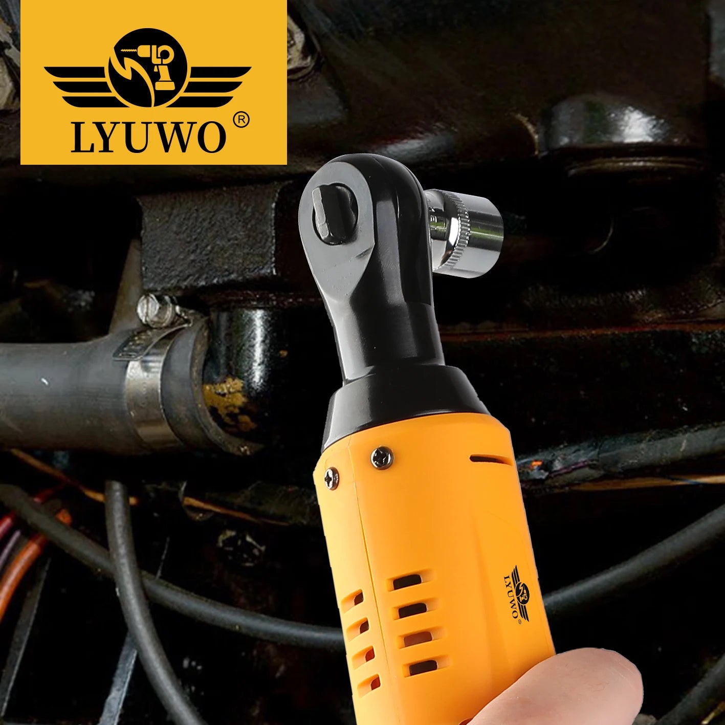LYUWO 12V 3/8 Rechargeable Electric , Ratchet Set, Angle Drill, Automobile Maintenance Tool
