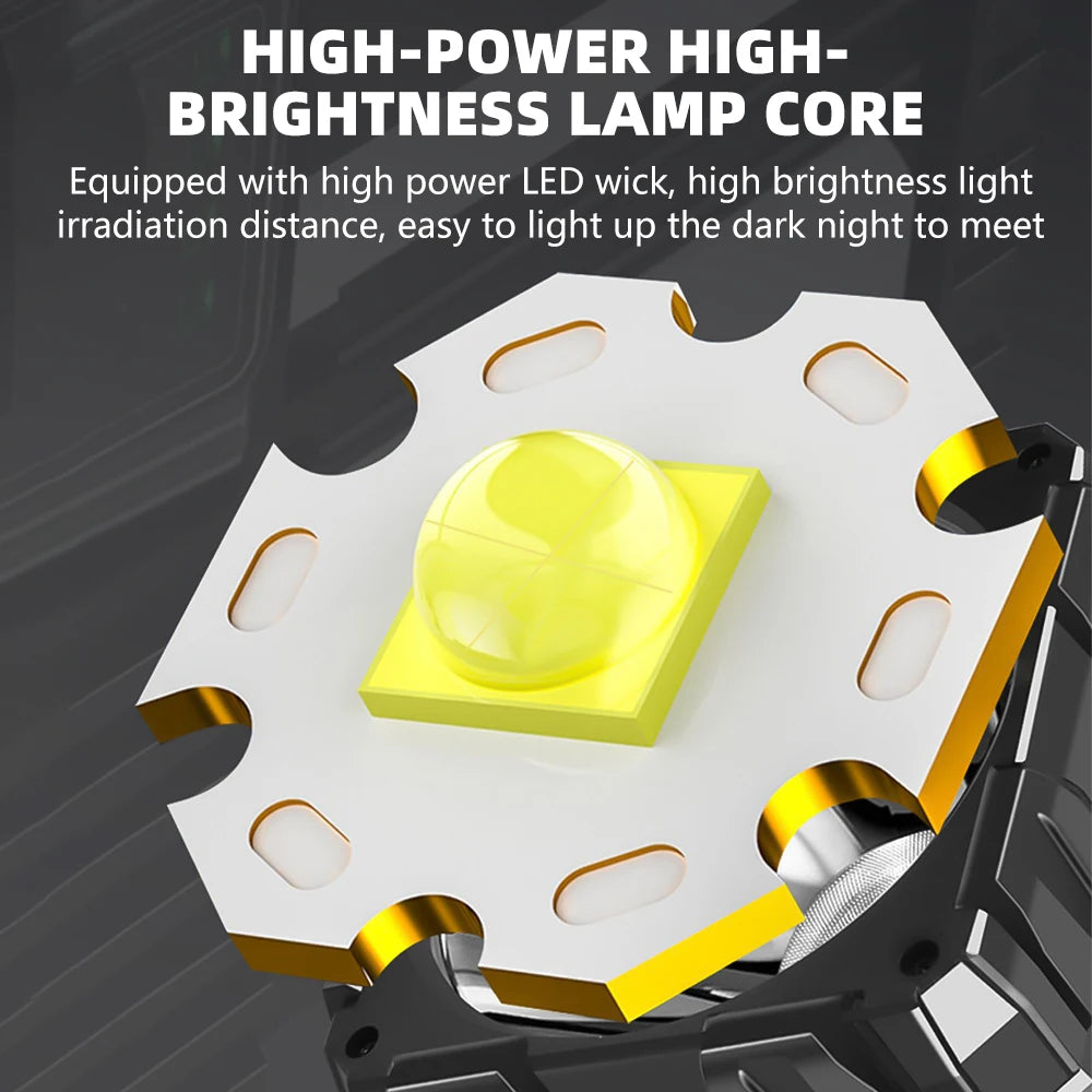 Solar Energy High Power LED Flashlight Type-C Rechargeable Waterproof