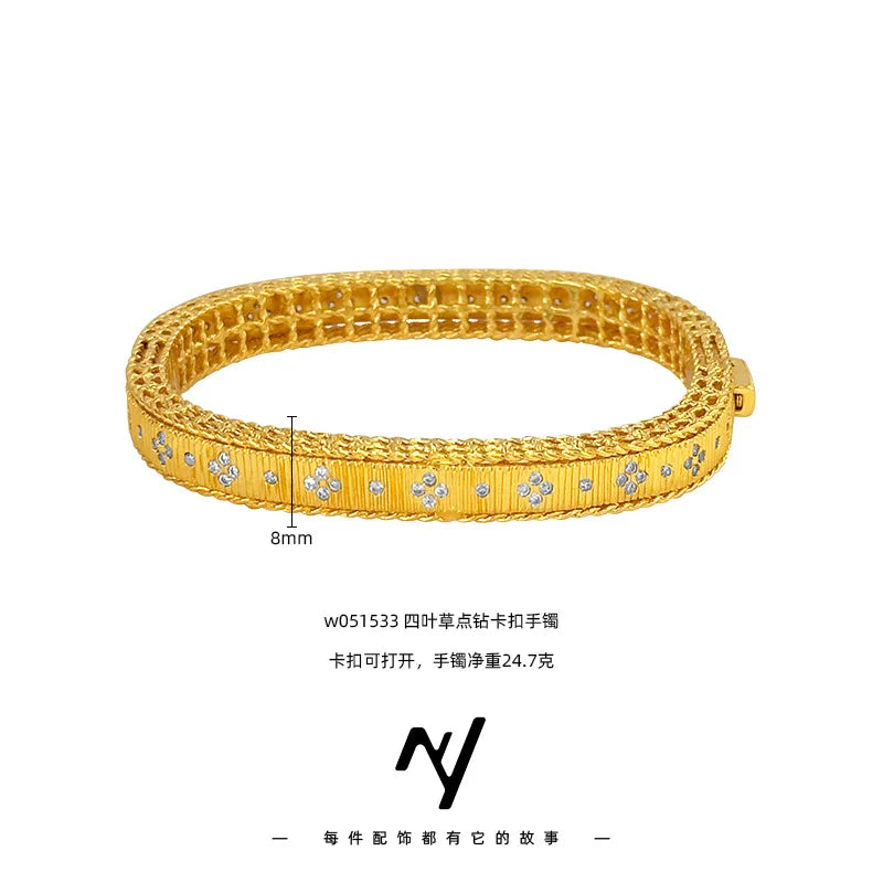 AU999 Real Gold Bracelet Four Leaf Clover Design For Women