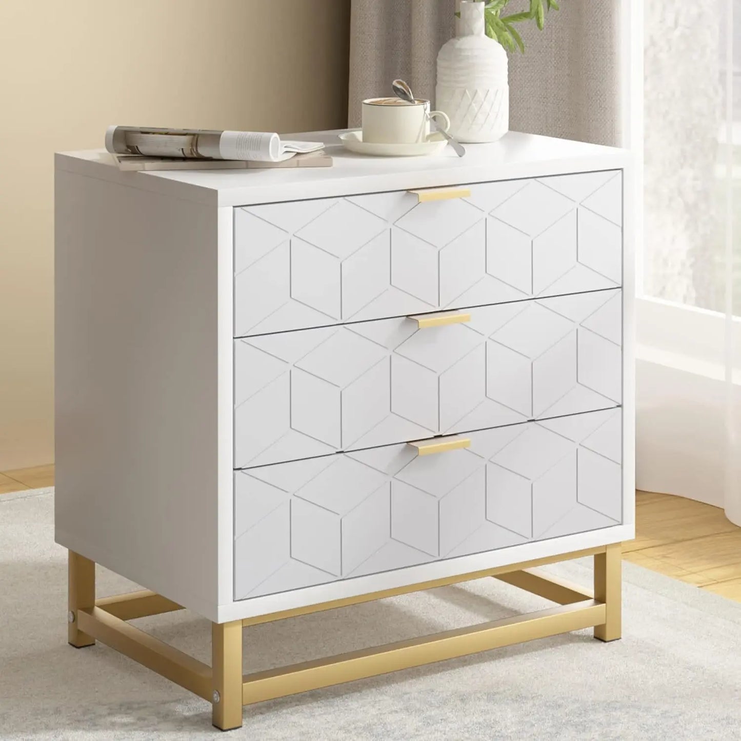 3 Drawer Dresser for Bedroom Modern Chest of Drawers