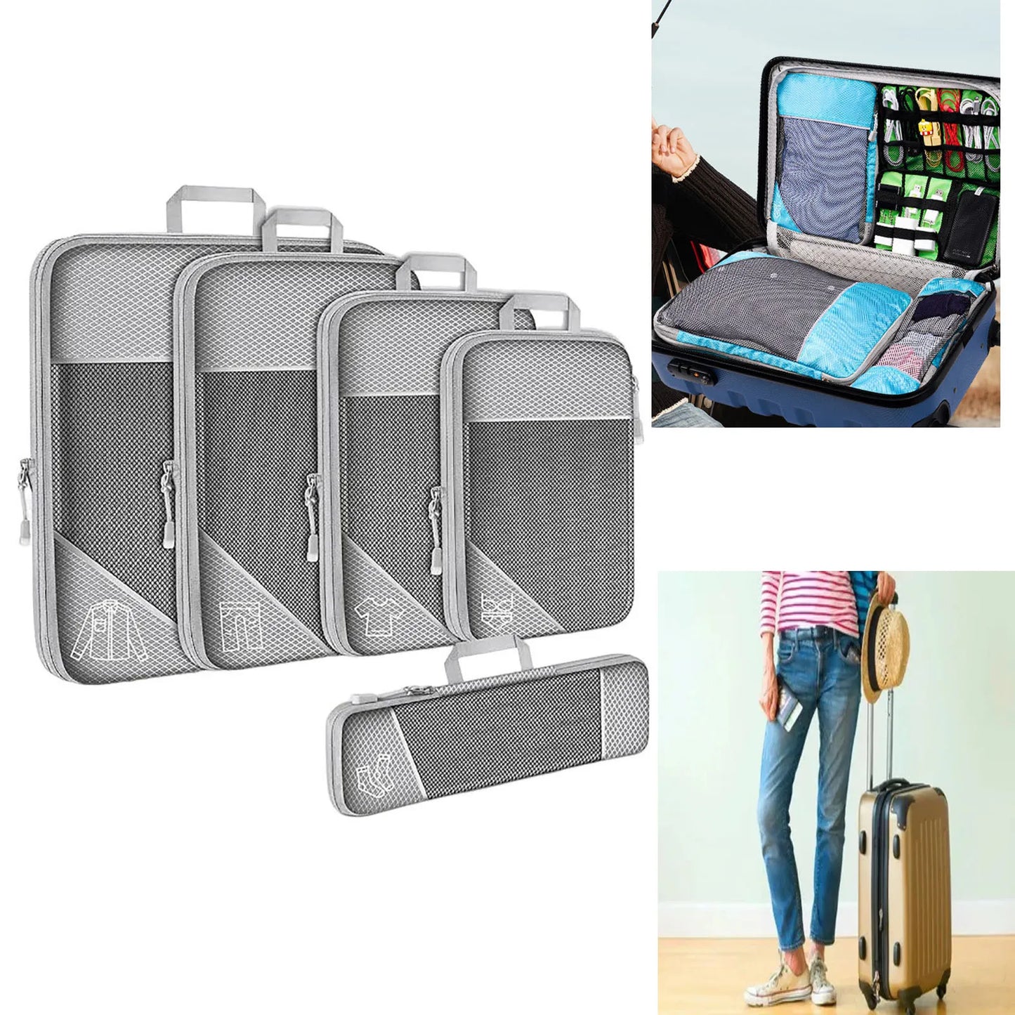 5 Set Compression Packing Cubes for Travel Essentials