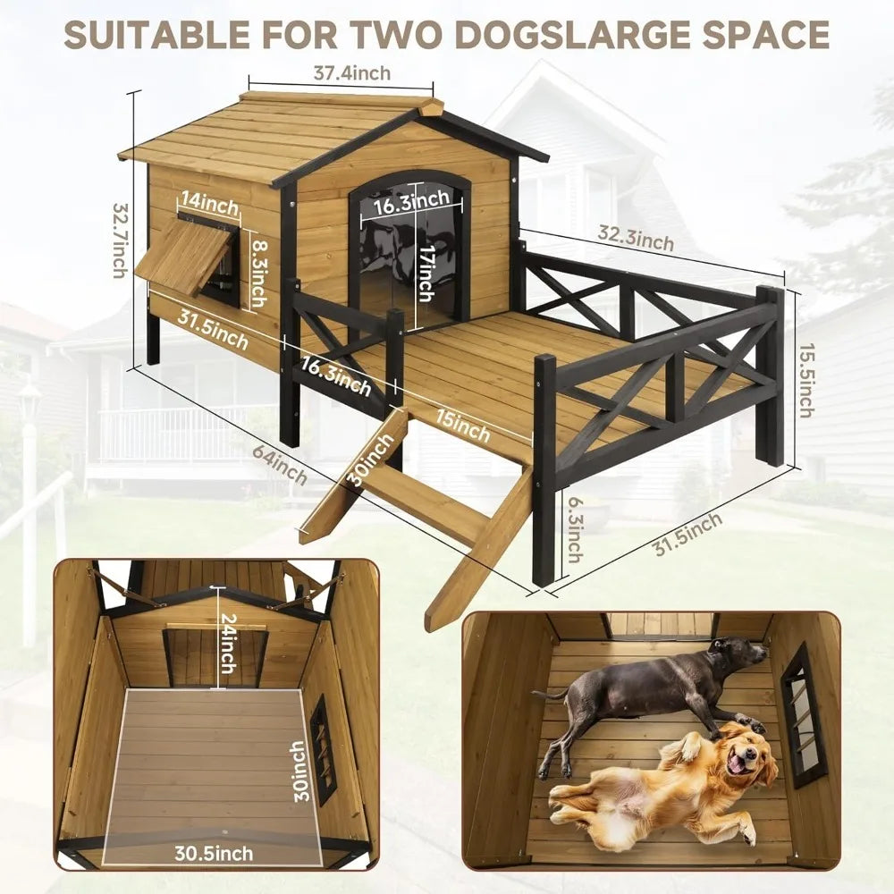 Large Outdoor Dog House, Extreme Outback Log Cabin Kennel