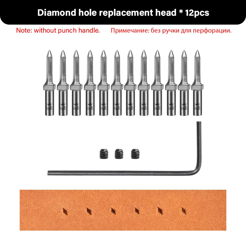 WUTA 3G Leather Punches Head Replaceable Pricking Iron Tools