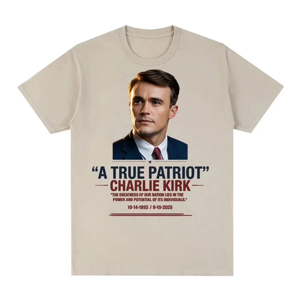 Clothing A True Patriot Charlie Kirk Tee Shirt Unisex Cotton