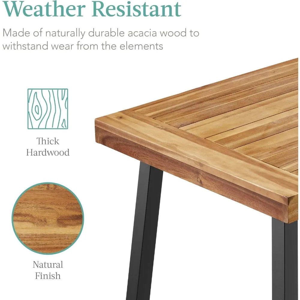 6-Person Indoor Outdoor Acacia Wood Dining Table Set