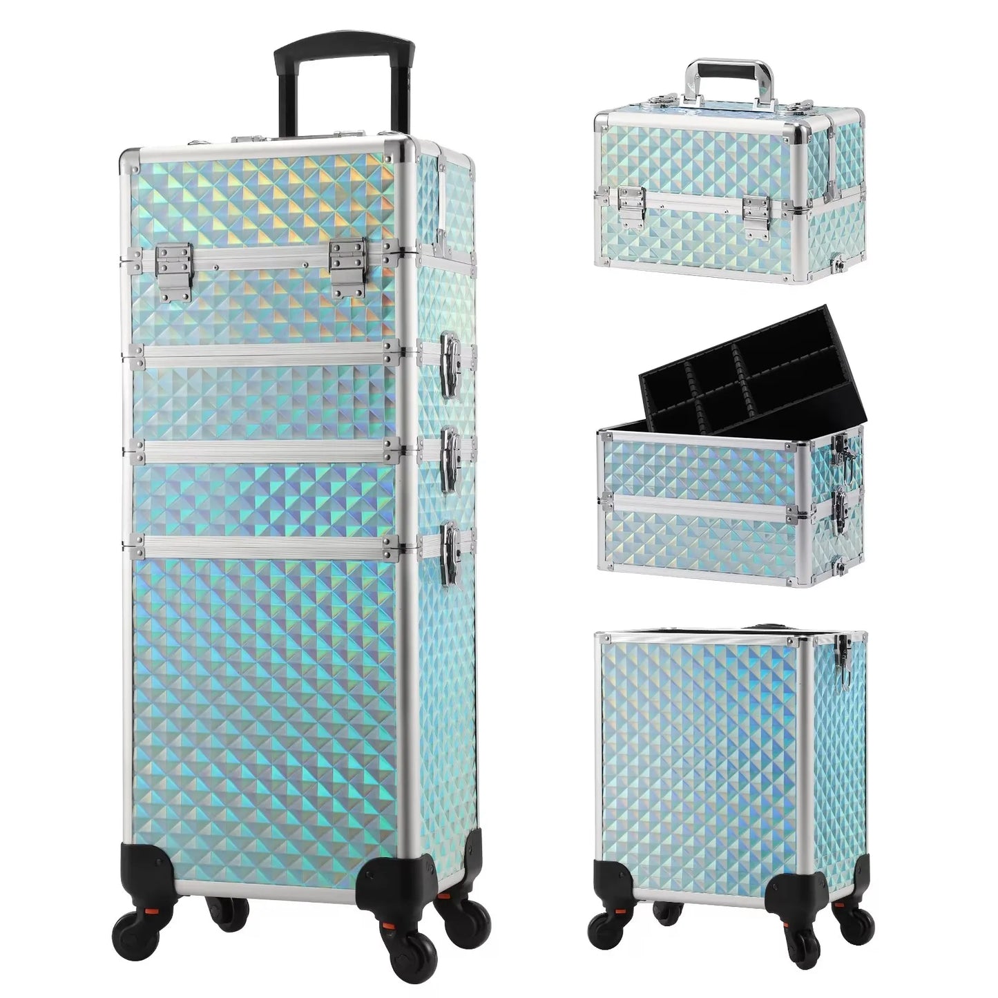 Makeup Trolley Case Detachable 4 in 1 Alloy Train Briefcase