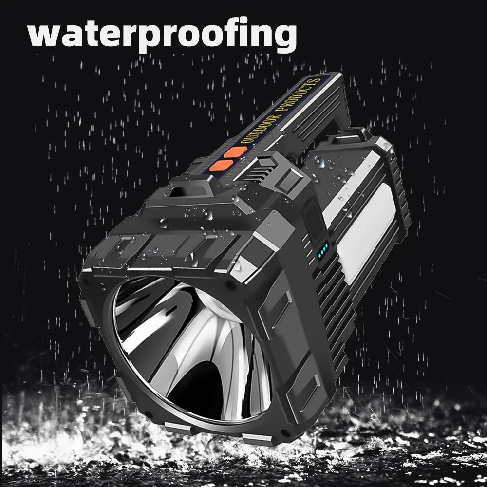 Solar Energy High Power LED Flashlight Type-C Rechargeable Waterproof