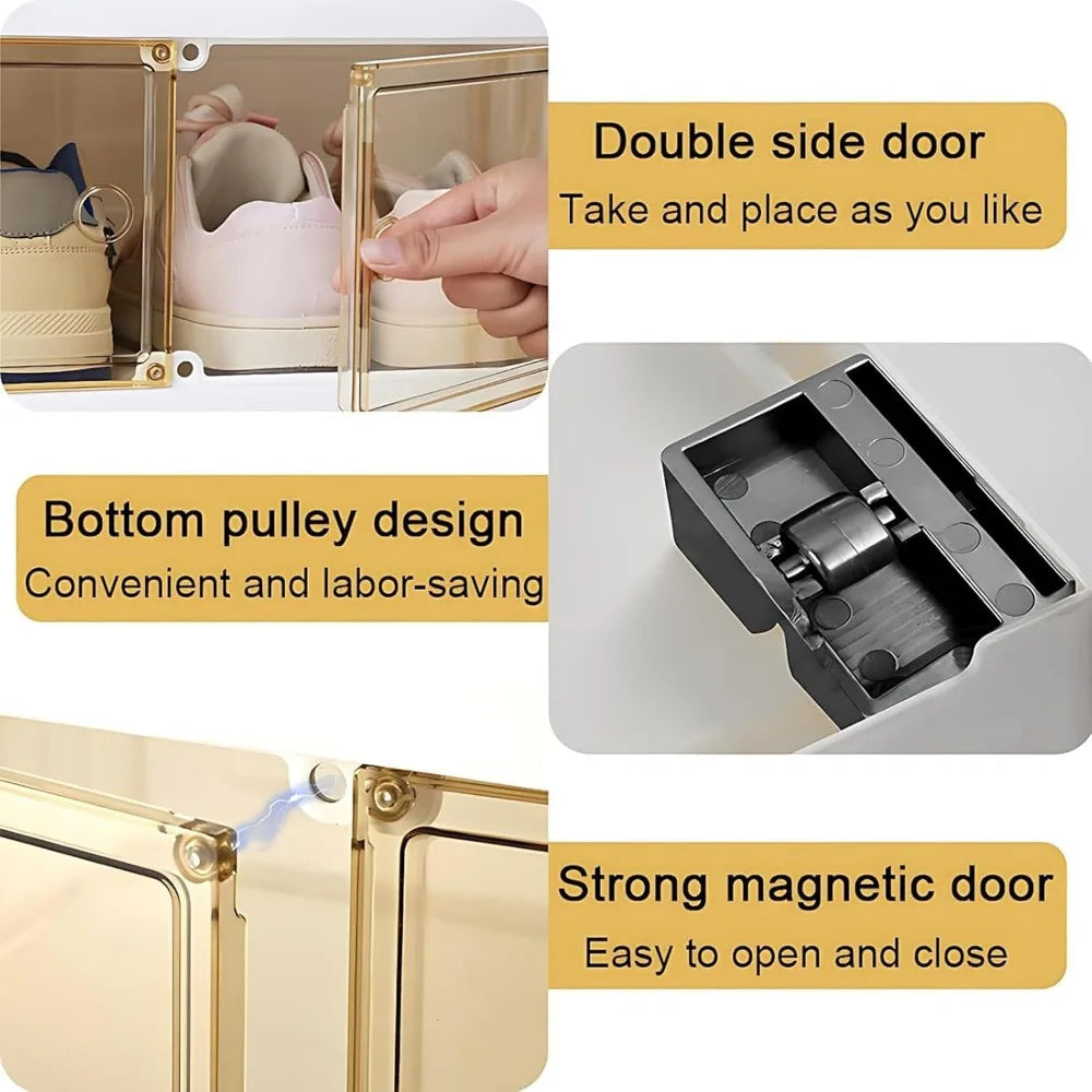 9-Tier Foldable Shoe Rack Organizer with Wheels for Closet