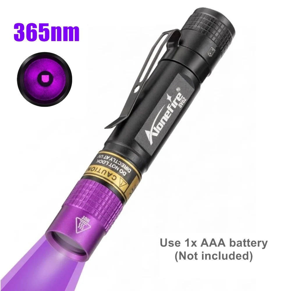 365/395nm UV Flashlight Blacklight Mini Ultraviolet Pet Urine Stain