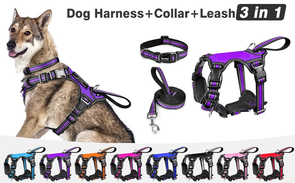Pet Harness Collar and Leash Set All-in-one Reflective Dog Harness