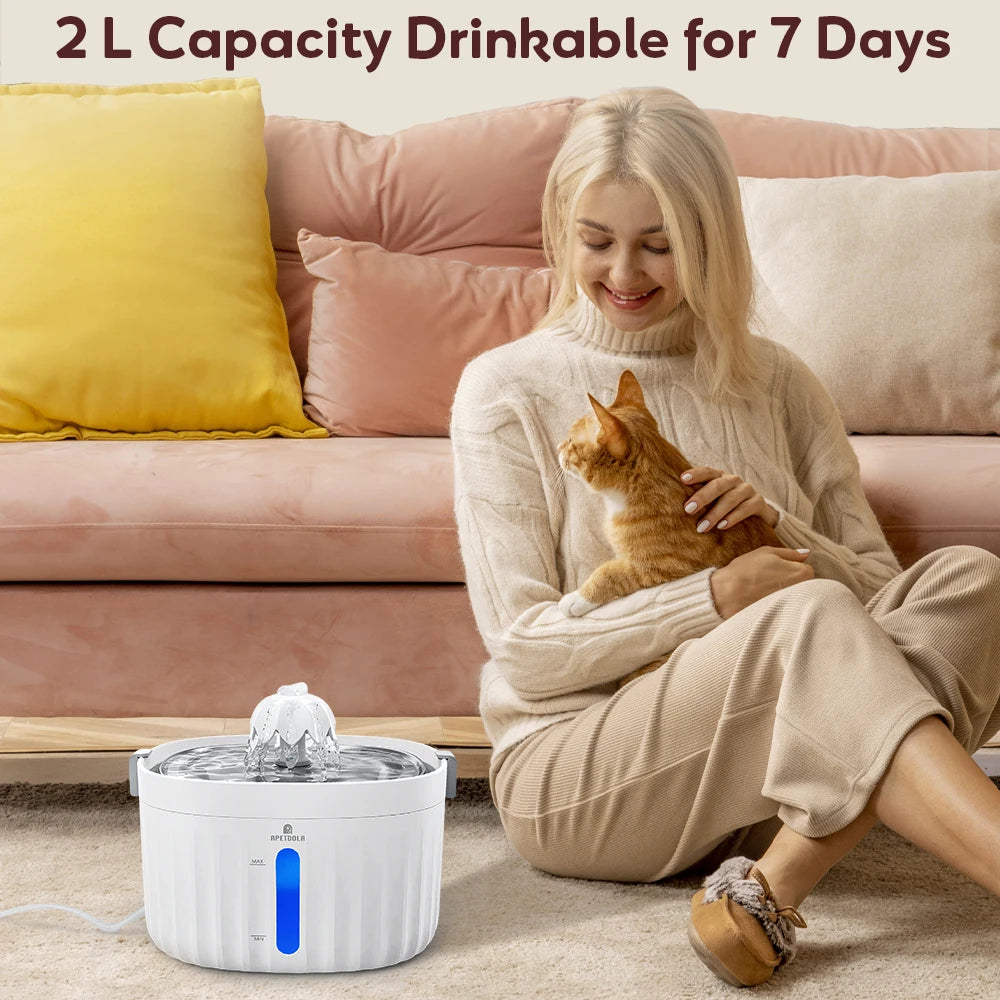 APETDOLA Cat Water Fountain Automatic Pet Water Dispenser