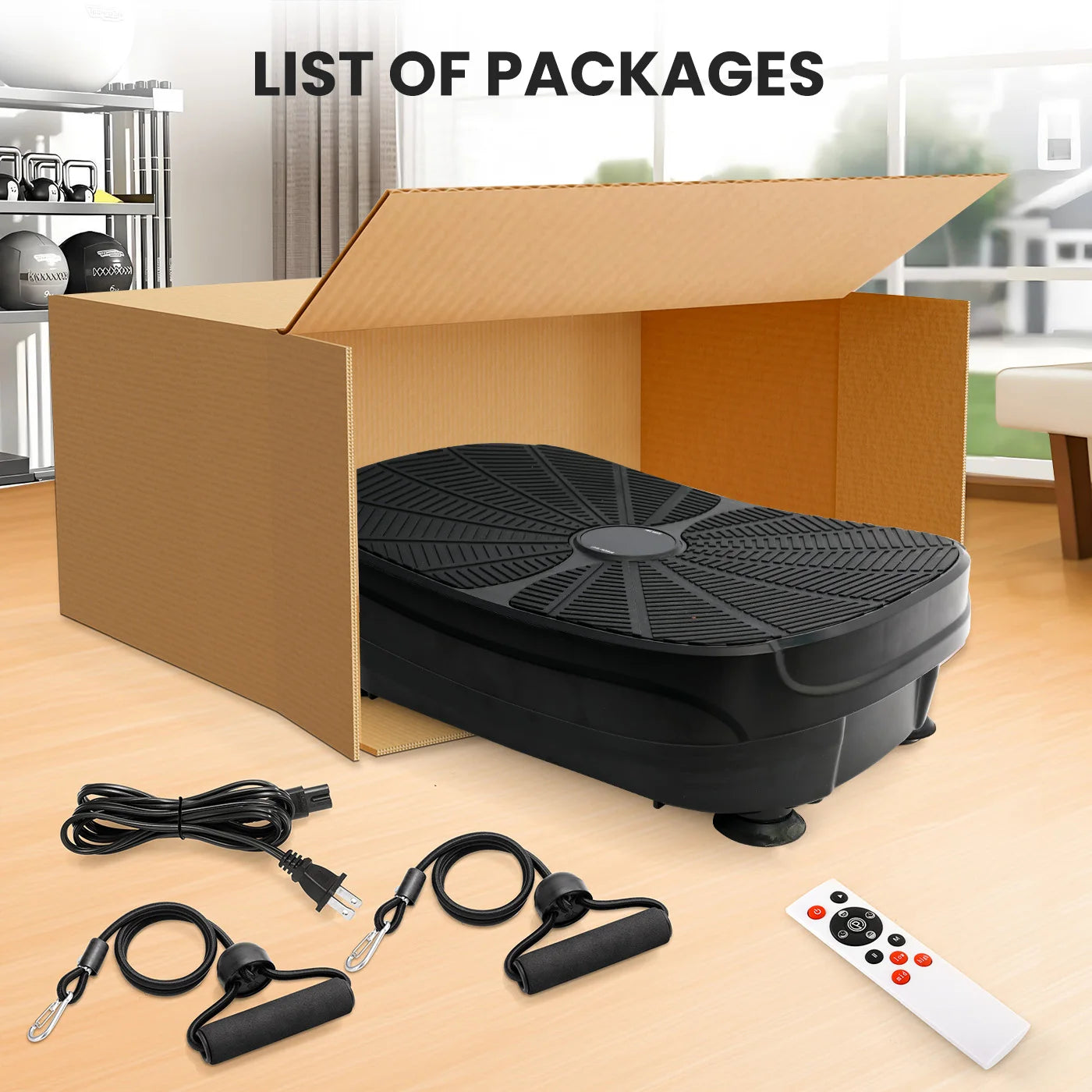 Vibration Plate Exercise Machine Whole Body Workout Power Resistance Bands