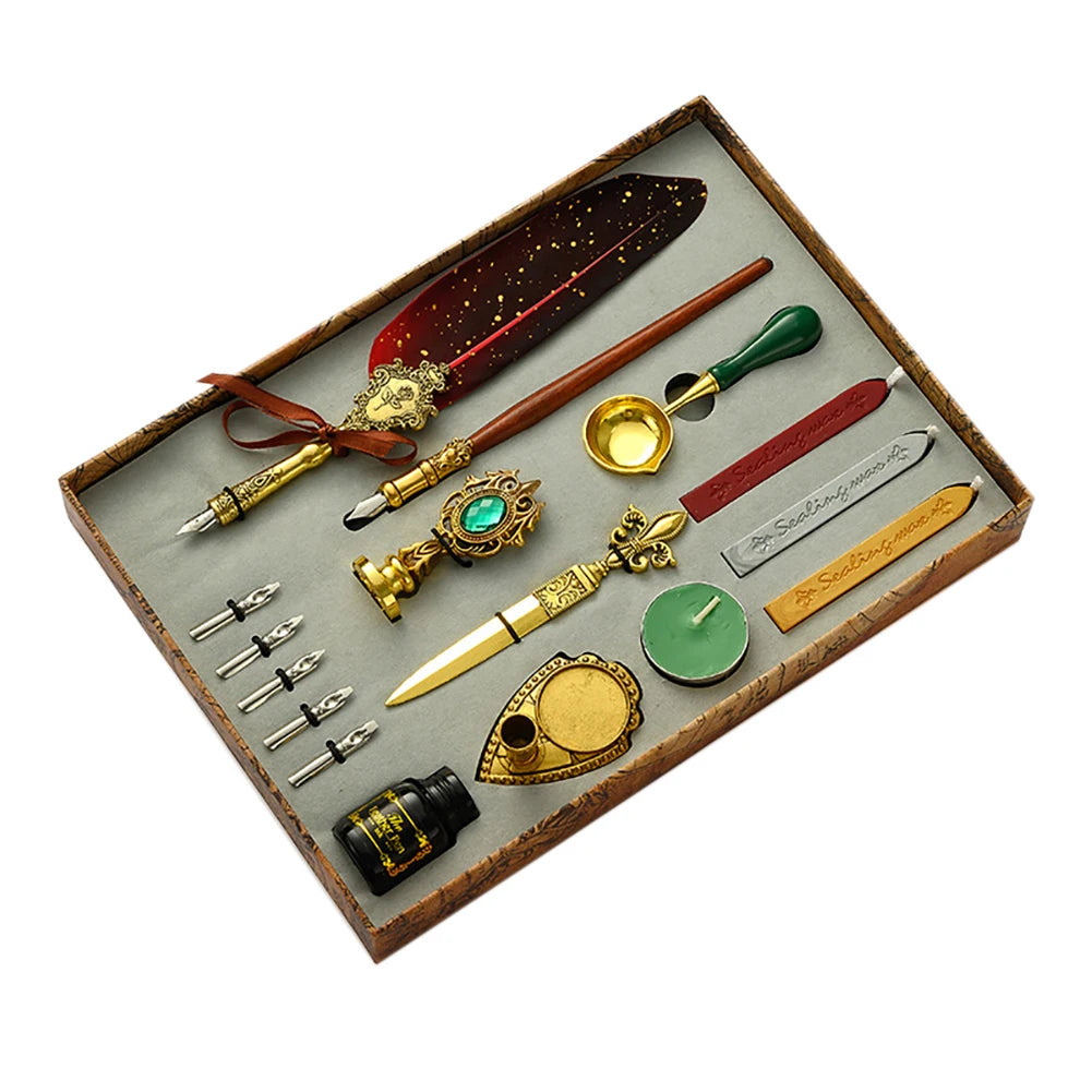 Exquisite Feather Pen Writing Ink Set Stationery Gifts