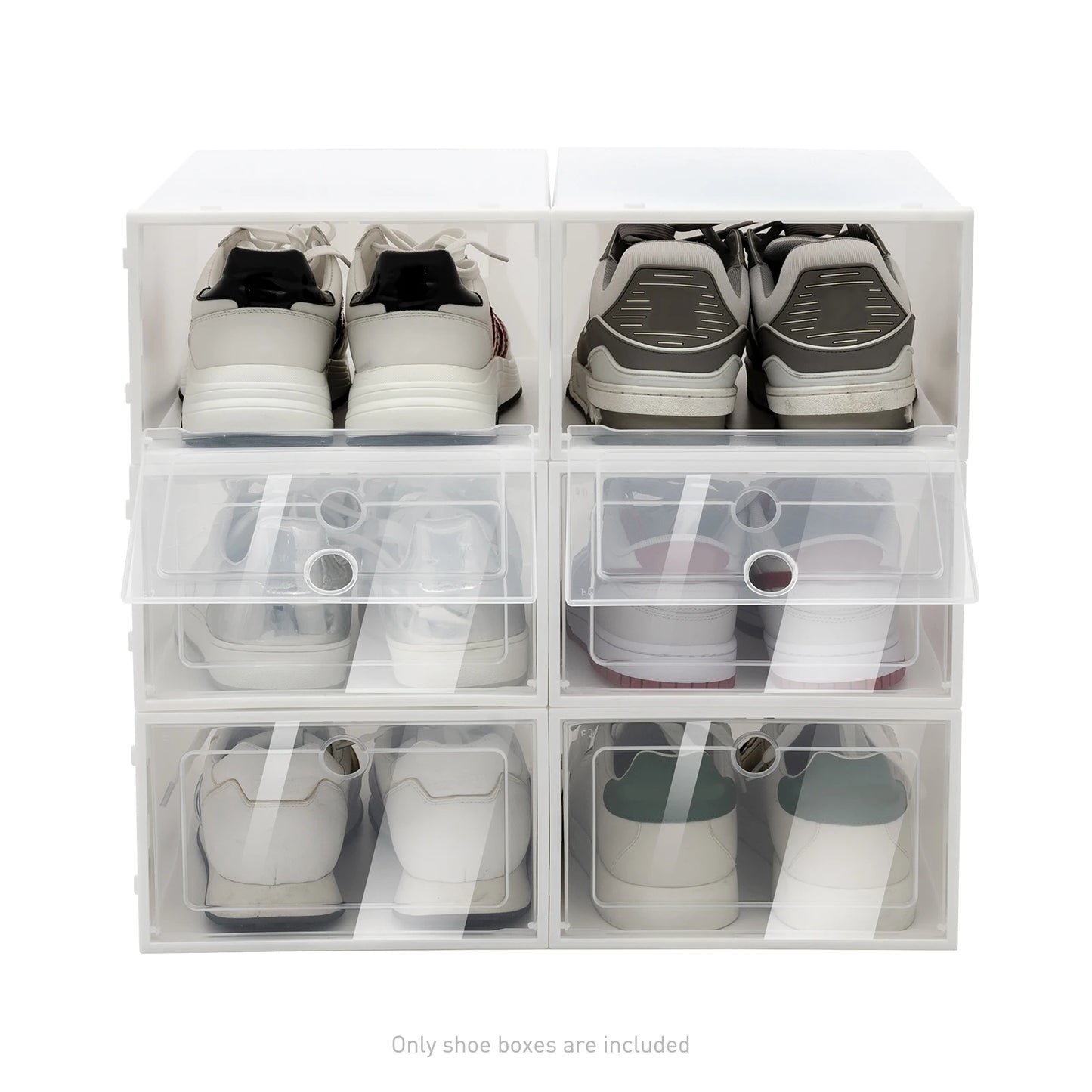 20PCS Stack Foldable Plastic Shoe Storage Cabinet Boxes Shoe Rack Shelf Tower Stand Flip Shoe Box Set Home Organizer
