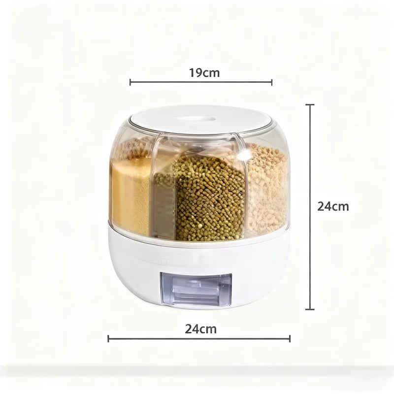 360 Degree Rotating Rice And Grain Dispenser Moisture Proof Container