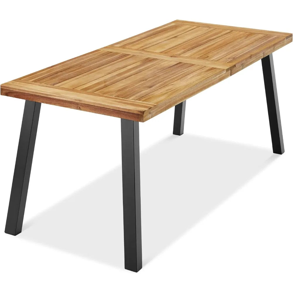 6-Person Indoor Outdoor Acacia Wood Dining Table Set
