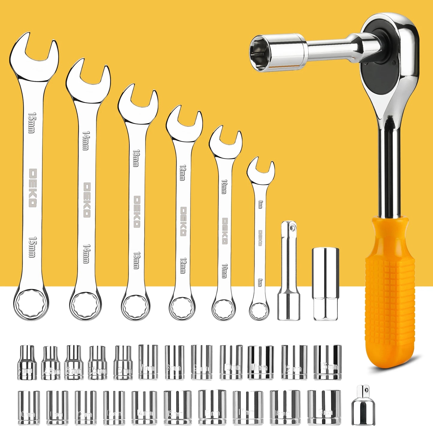 DEKO 228Pcs Socket Wrench Auto Repair Tool Set with Toolbox