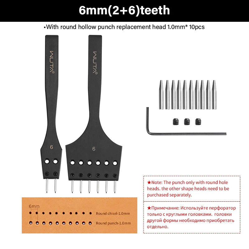 WUTA 3G Leather Punches Head Replaceable Pricking Iron Tools
