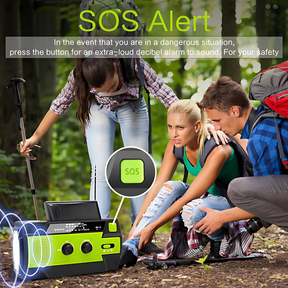 STONEGO FM AM WB Emergency Weather Radio 5000mAh Solar Power Radio