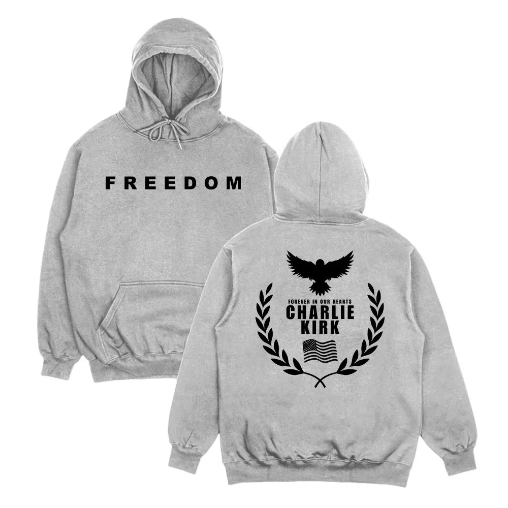 Tribute Charlie Kirk Freedom Hoodie Oversized Pullover