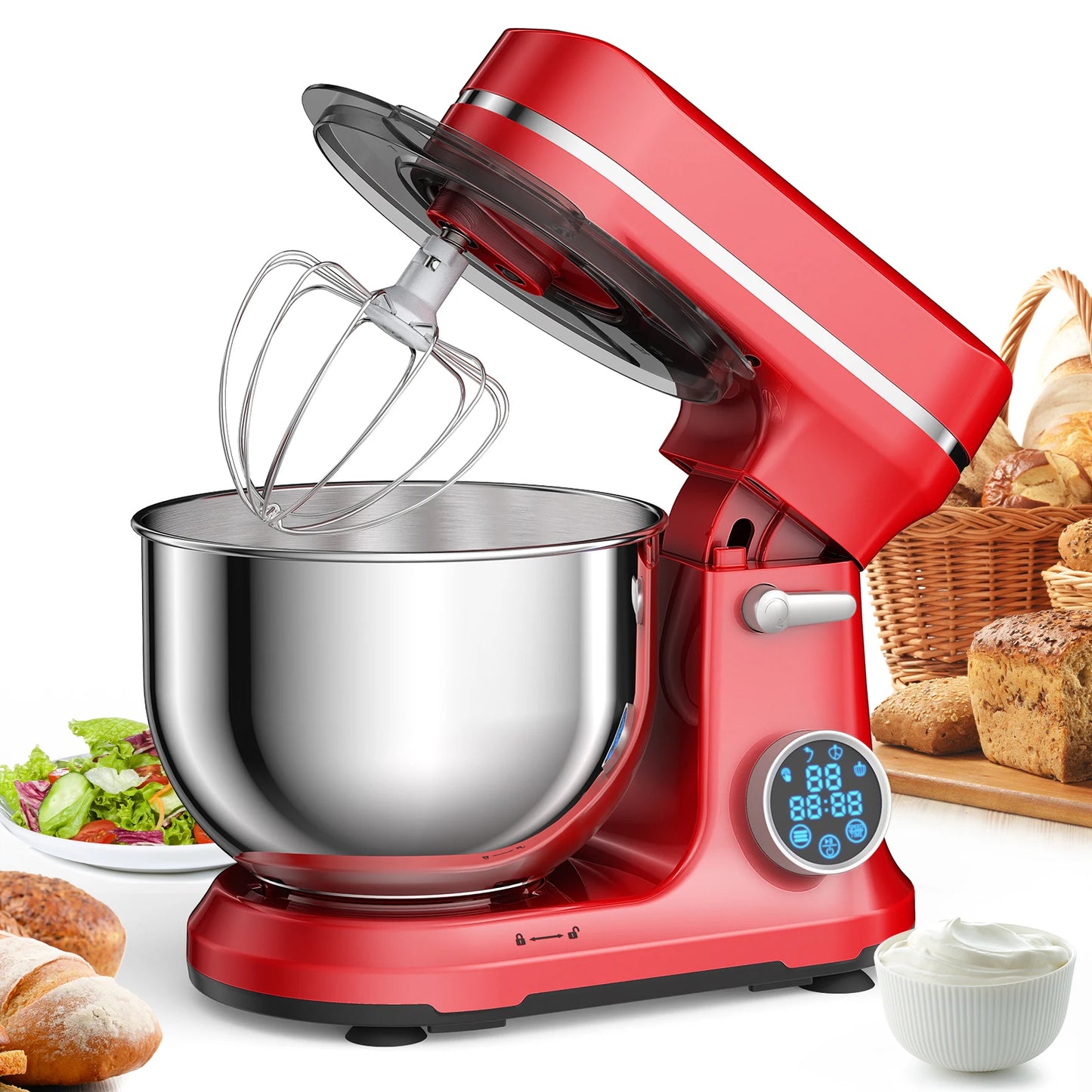 Biolomix Stand Mixer 1200W 11-Speed With Digital OLED Display Tilt-Head