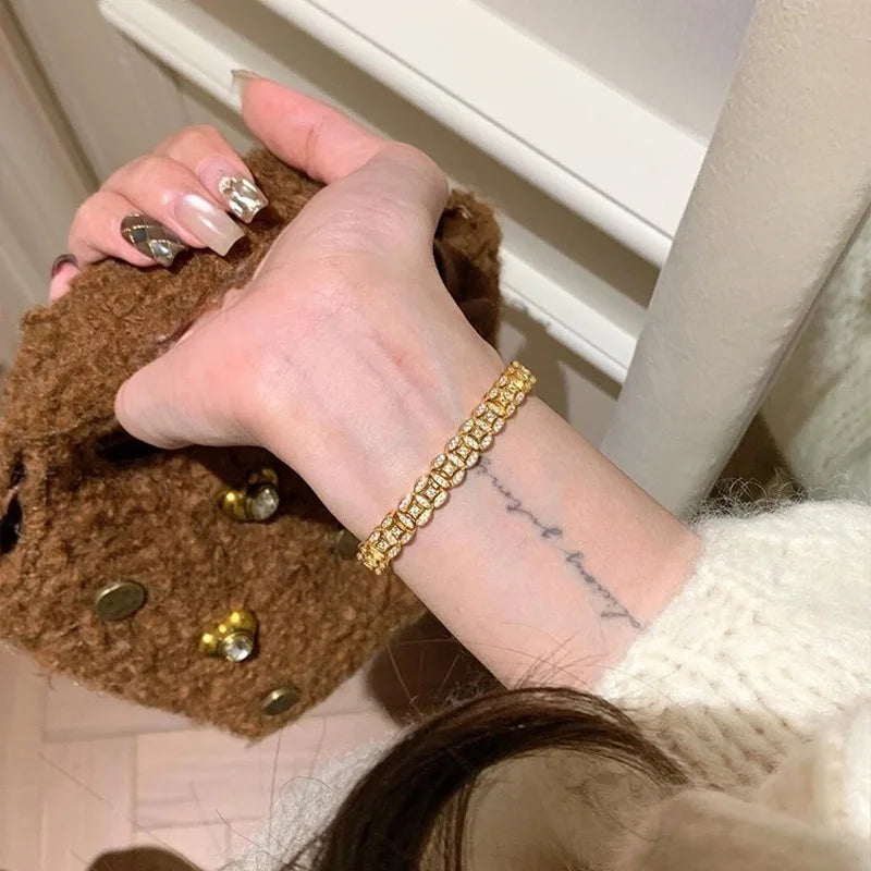 24K Gold AU999 Zircon Full Circle Money Bracelet For Women