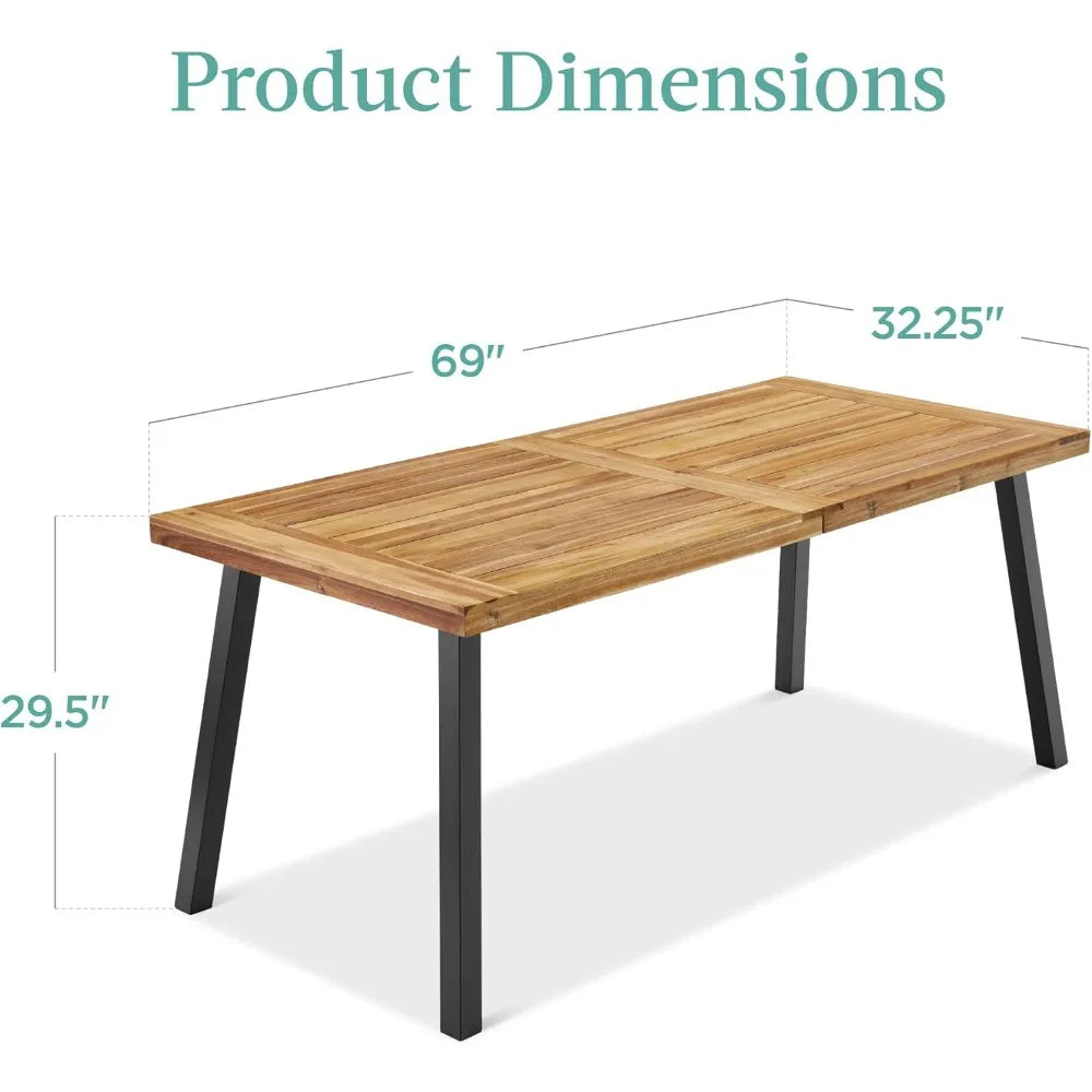 6-Person Indoor Outdoor Acacia Wood Dining Table Set