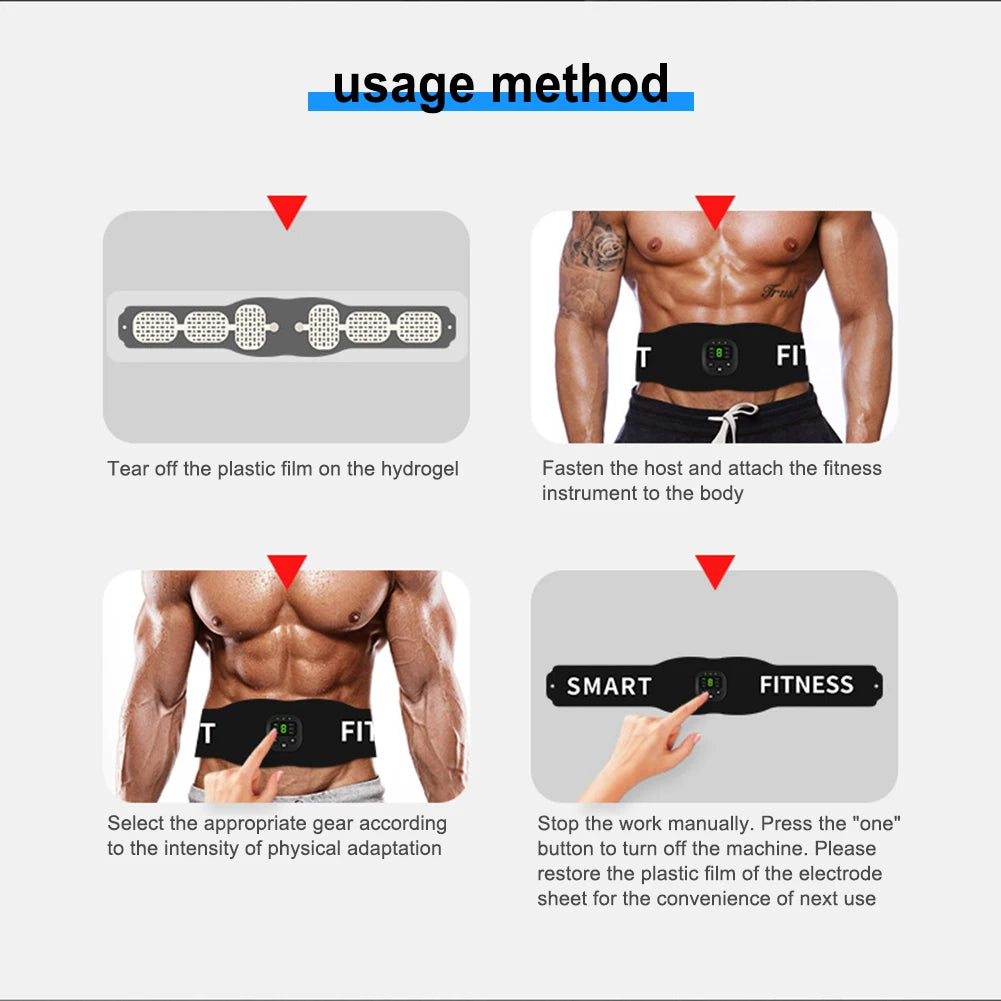 Abs Trainer EMS Abdominal Muscle Stimulator Electric Toning Belt Massager for Waist Belly Weight Loss Fitness Equipment