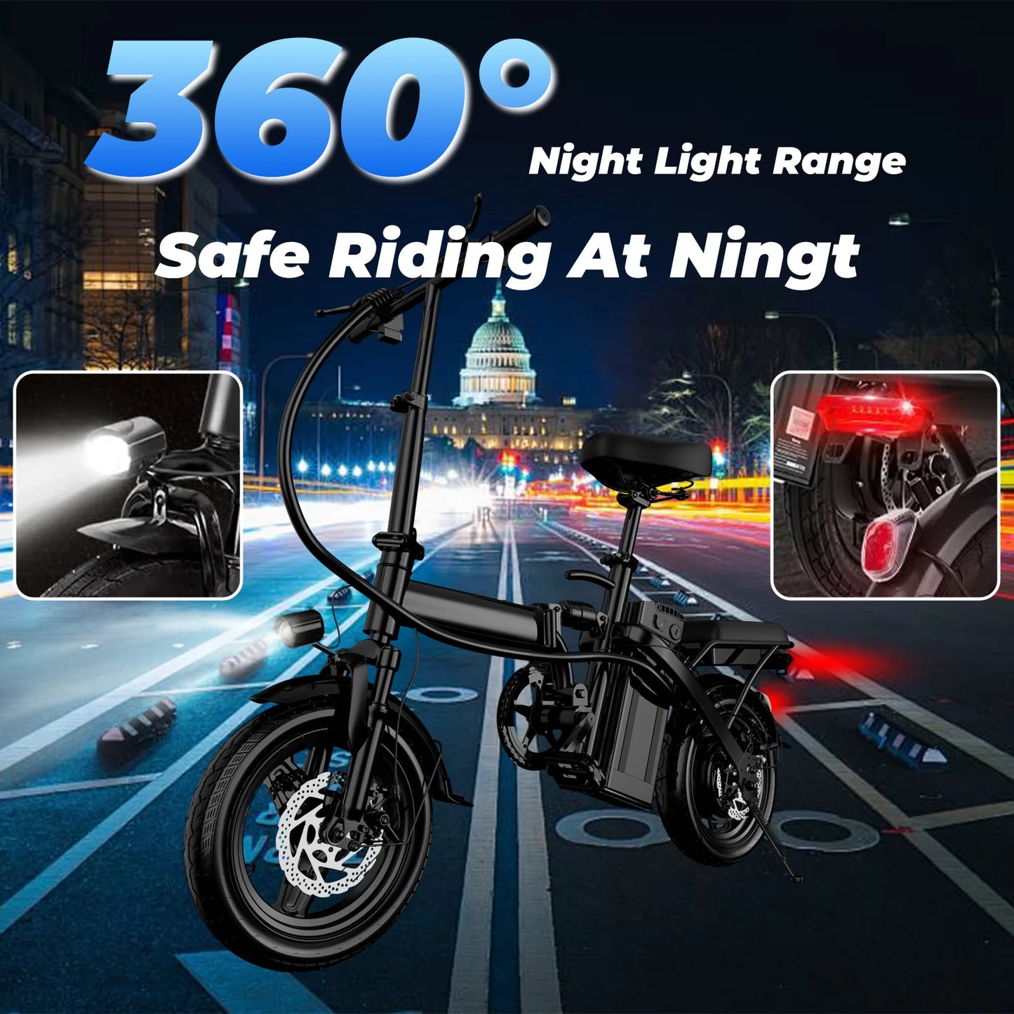 LELEKUA 500W Folding Electric Bike 20 MPH With Removable Battery