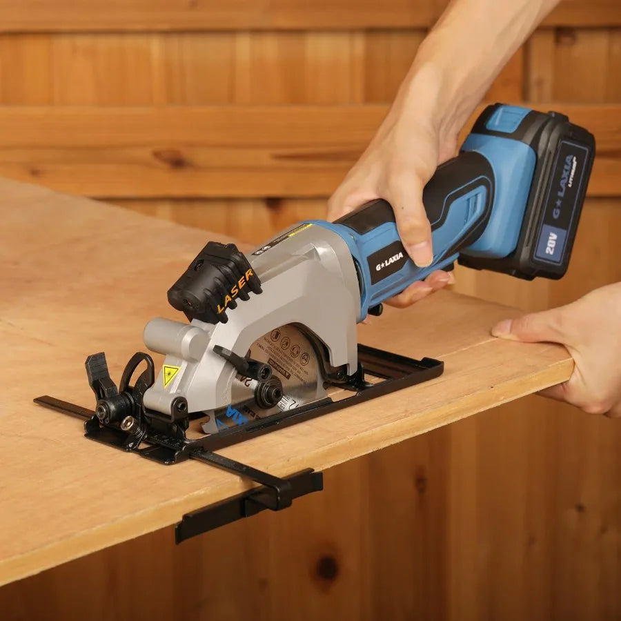 SHXI Compact Cordless Circular Saw With 3400RPM Motor Laser Guide Rip Guide