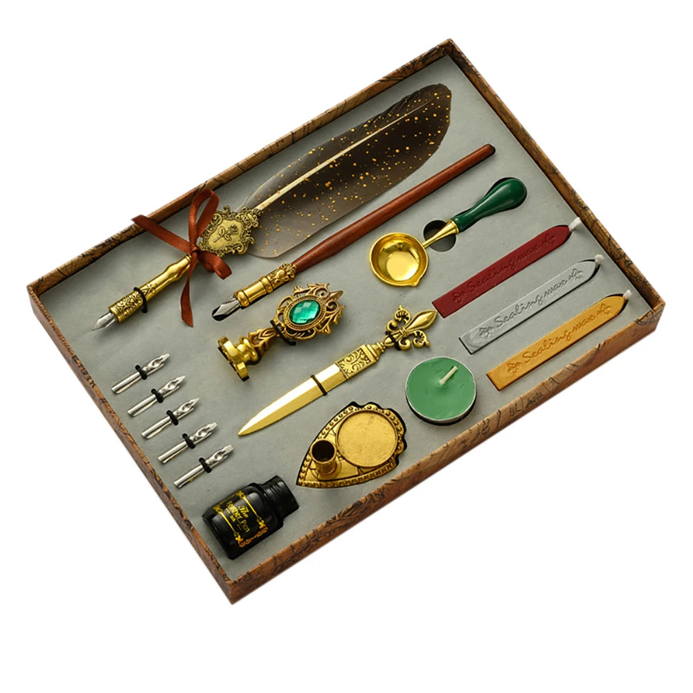 Exquisite Feather Pen Writing Ink Set Stationery Gifts