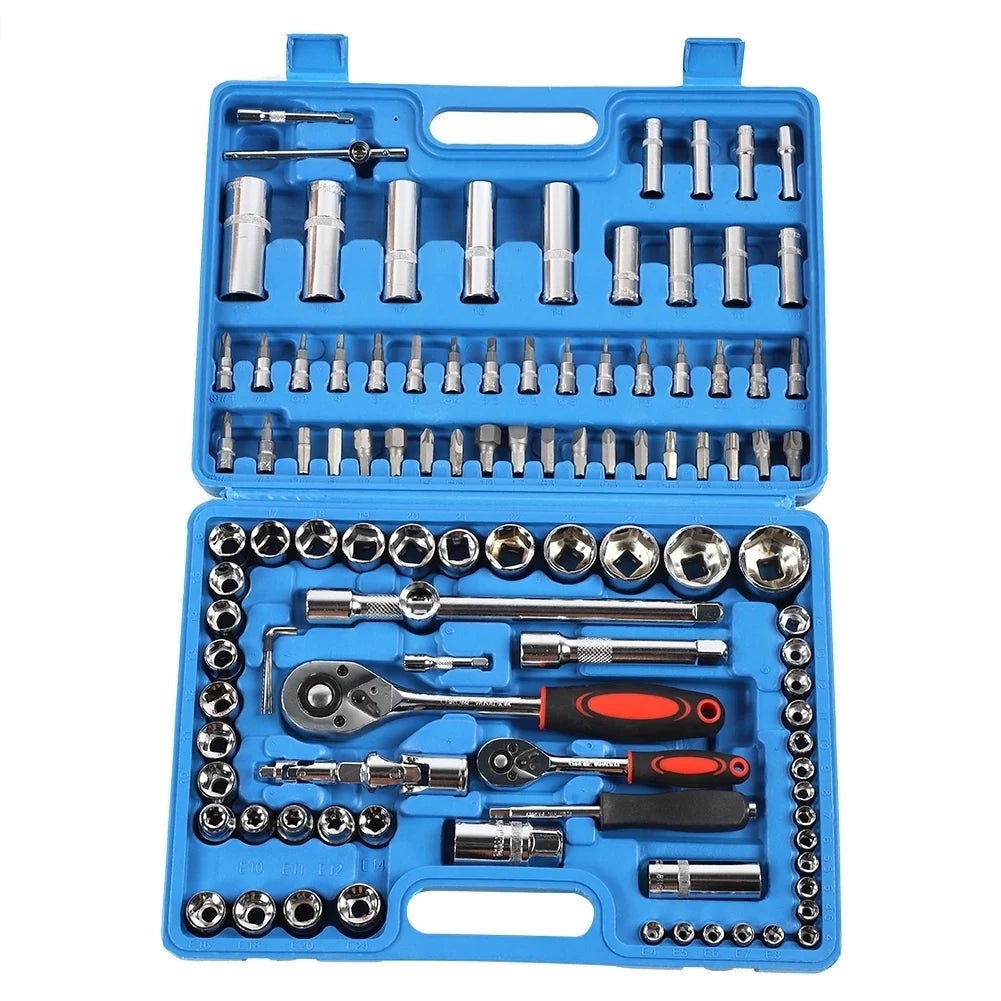 108Pcs Ratchet Wrench Socket Set 1/4in 1/2in CR40 Steel