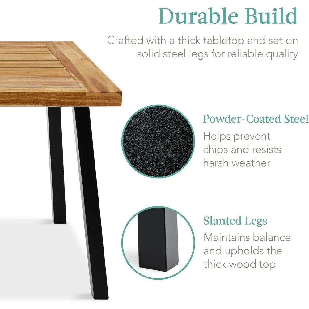 6-Person Indoor Outdoor Acacia Wood Dining Table Set