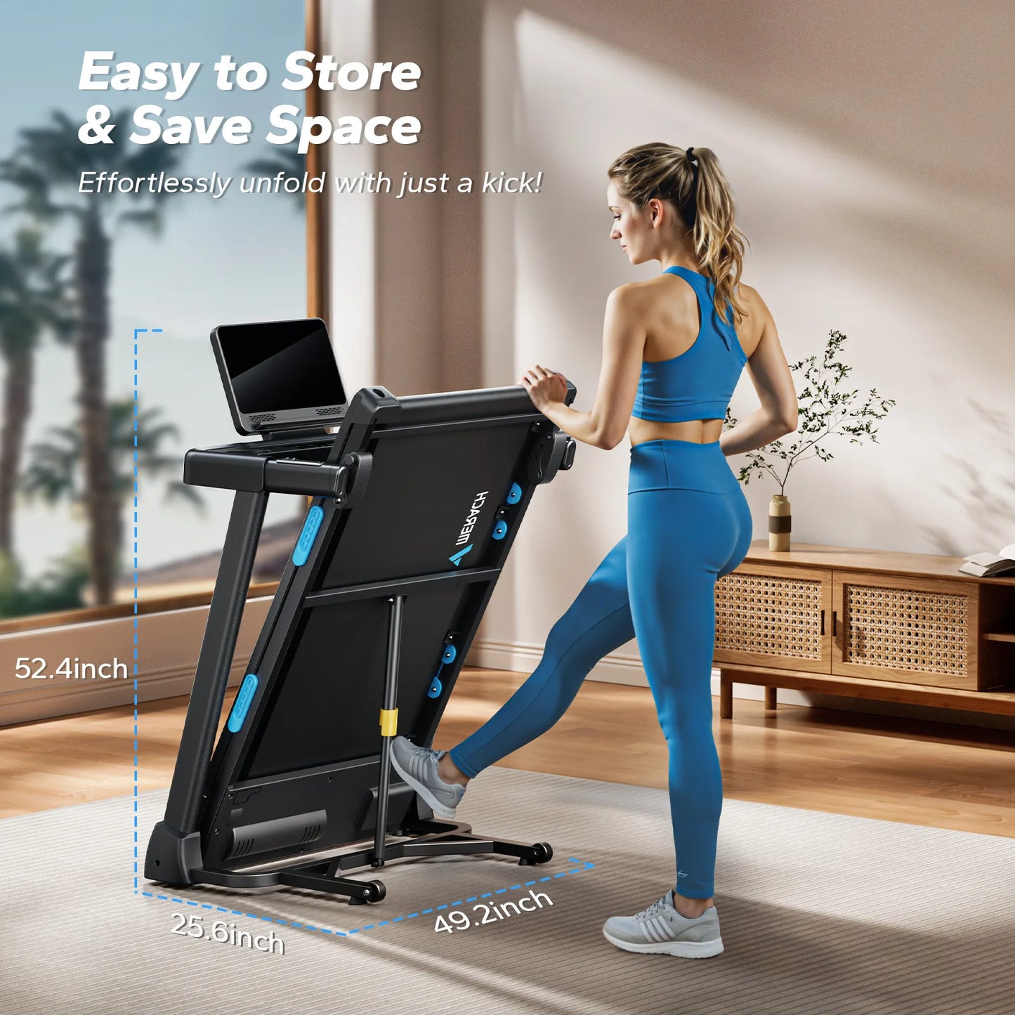 MERACH Foldable Treadmill with Incline and Heart Rate Monitoring