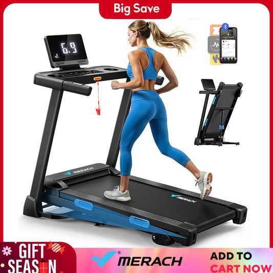MERACH Foldable Treadmill with Incline and Heart Rate Monitoring