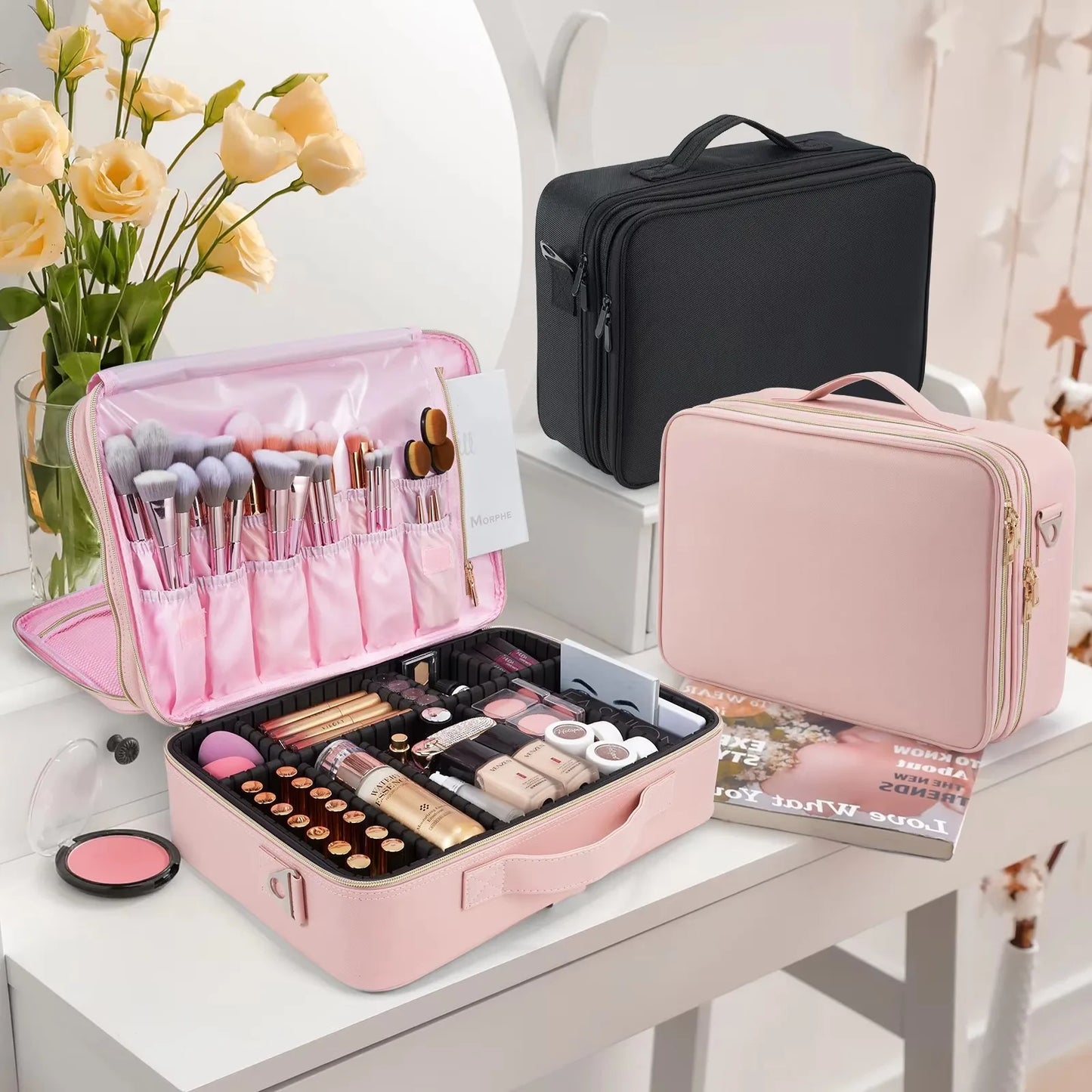 Professional Makeup Bag Extra Large Cosmetic Train Case