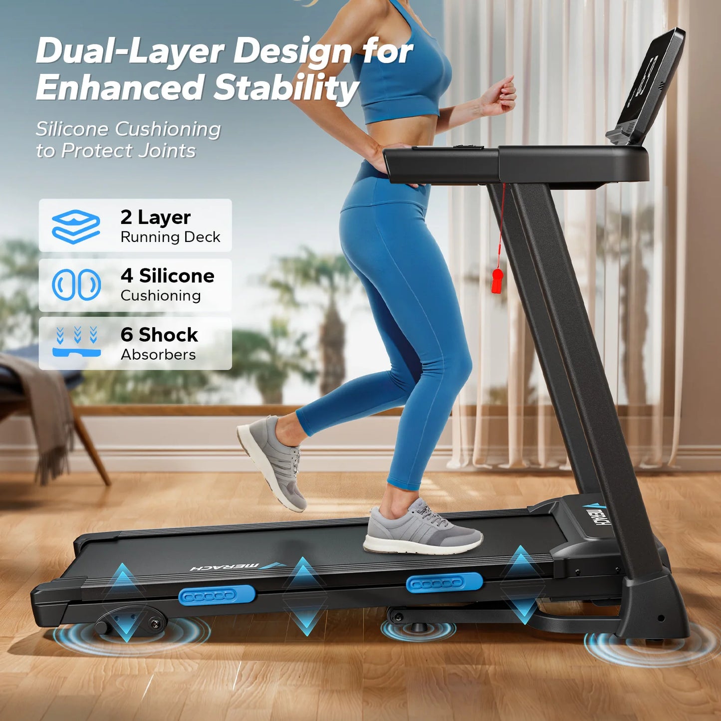 MERACH Foldable Treadmill with Incline and Heart Rate Monitoring