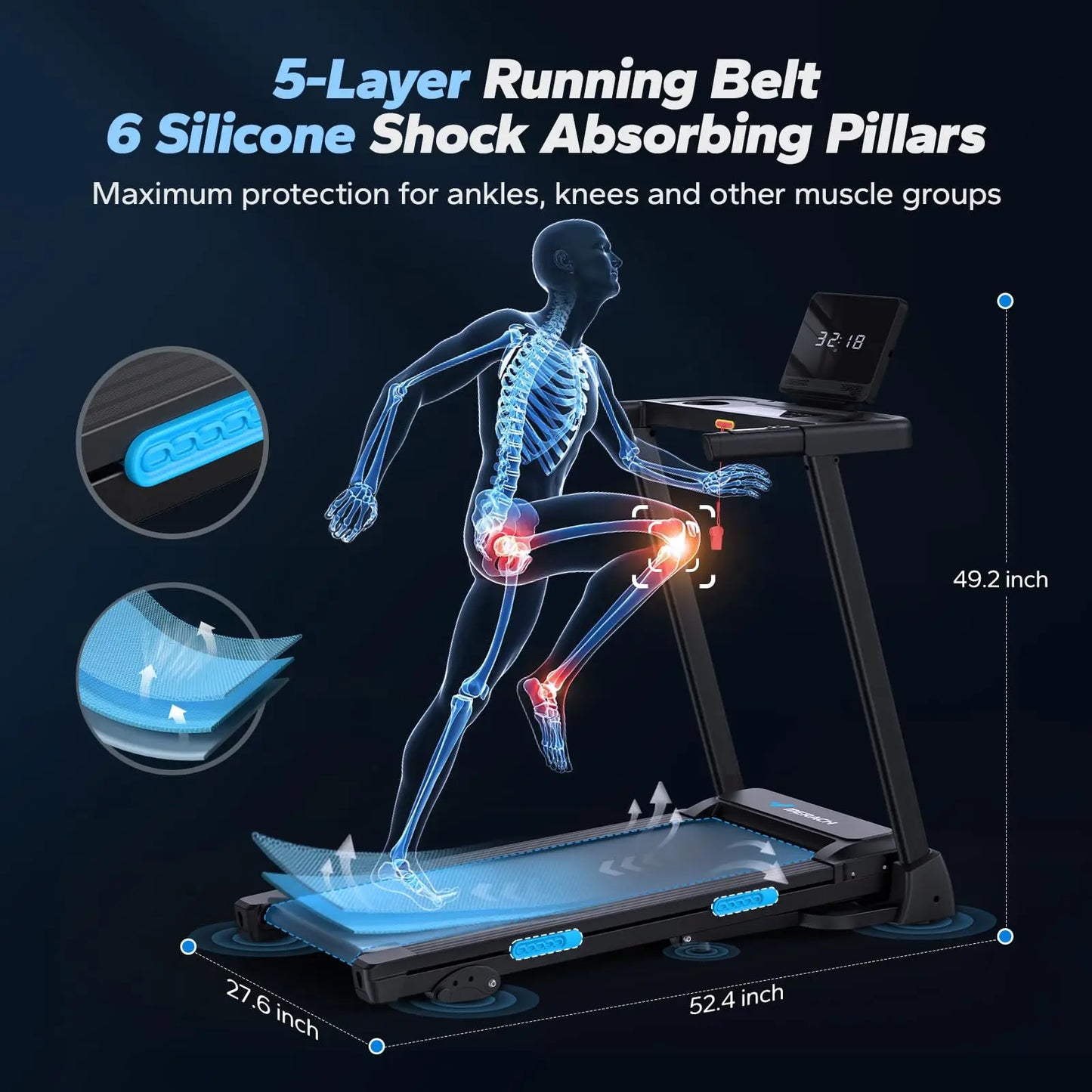 MERACH Foldable Treadmill with Incline and Heart Rate Monitoring