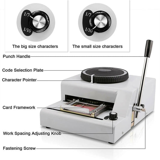72 Characters PVC Card Emboss Machine Manual Code Printer Membership Card Typewriter