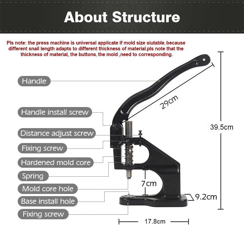 WUTA Manual Button Installation Tool Mute Punching Rivets