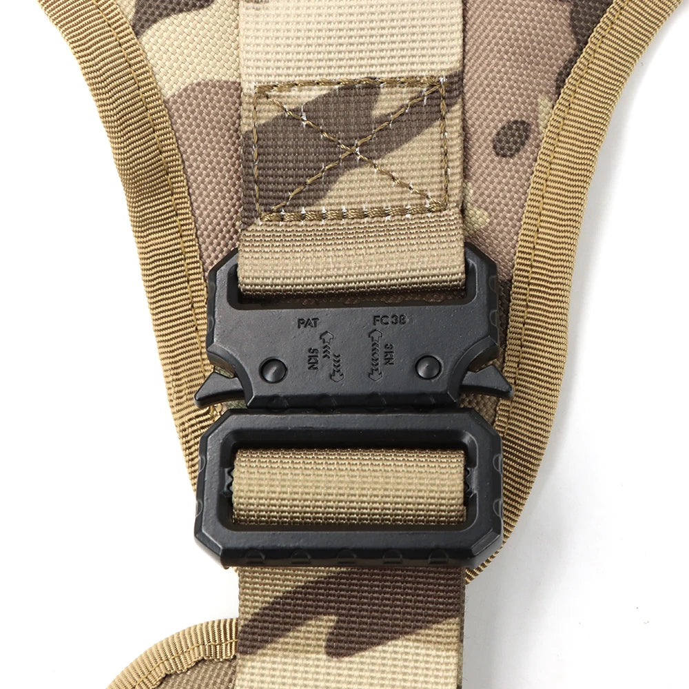 Military Large Dog Harness Collar Leash Bags Patches Set