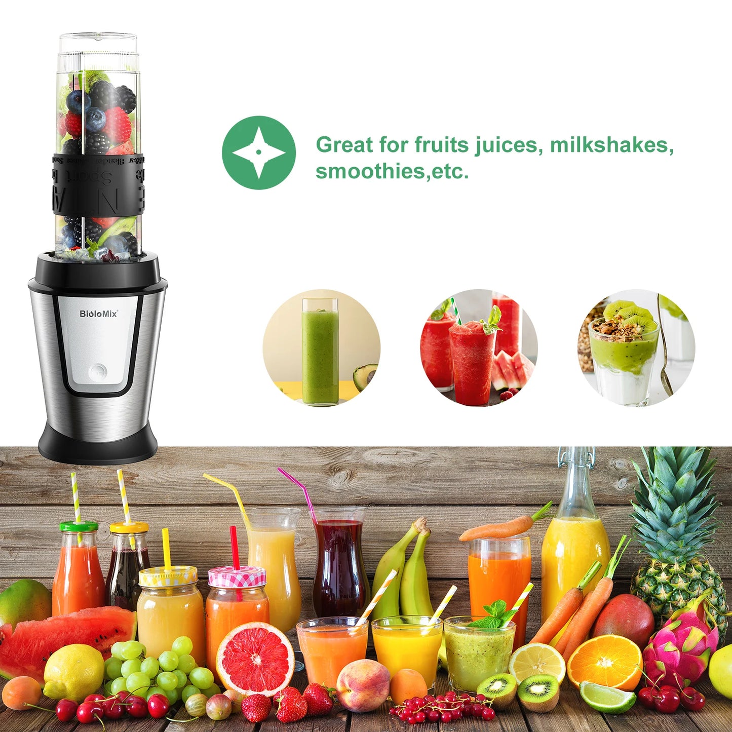 BioloMix 3-in-1 Multifunctional Food Processor 700W Blender
