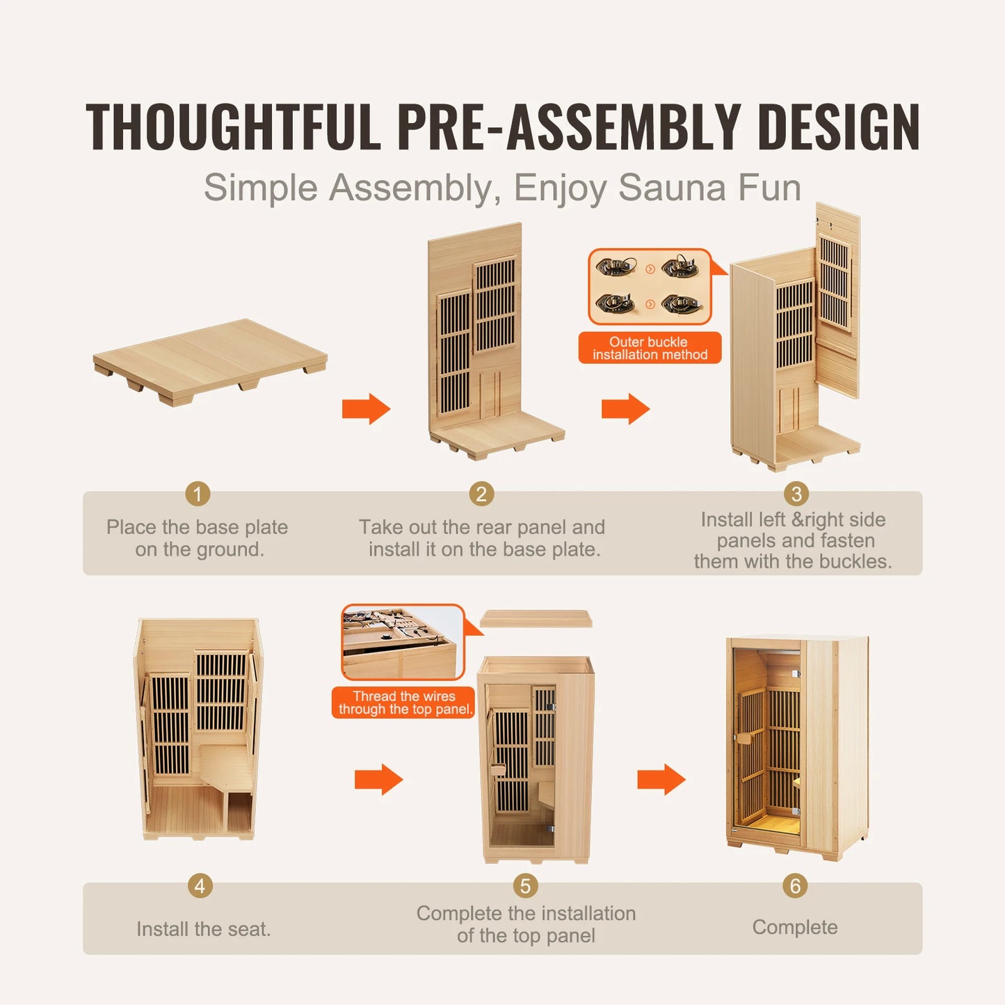 SucceBuy Far Infrared Wooden Sauna Room For One Indoor Spa