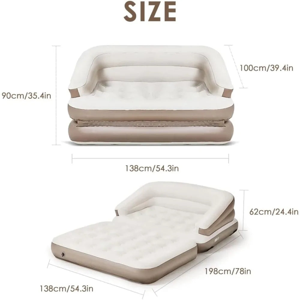 Full Sized Inflatable Mattress Portable Sofa Bed with Plush Top