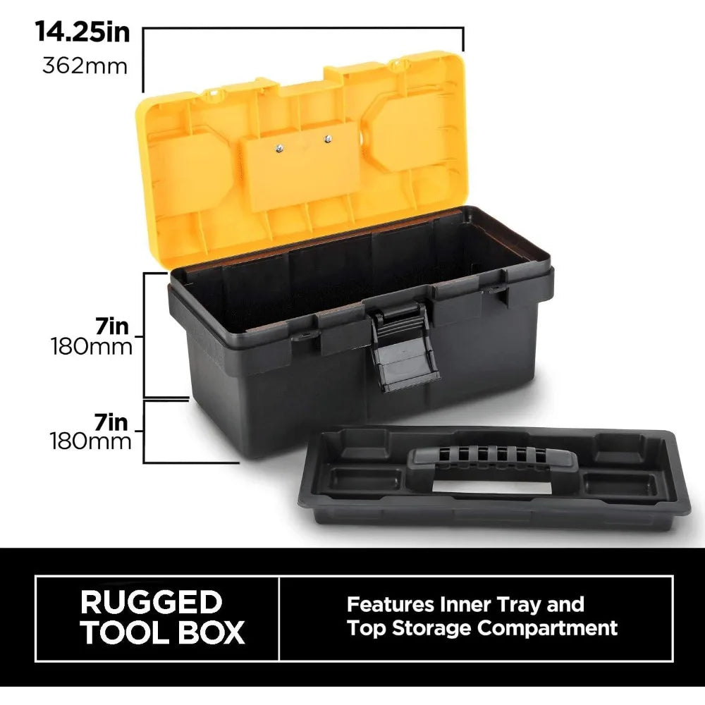 87-Piece Tool Set, Screwdriver Handle, 11 Bits, Magnetic Screwdrivers, Pliers, Tape Measure, 9” Torpedo Level, Hammer, Wrenches