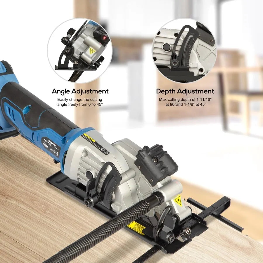 SHXI Compact Cordless Circular Saw With 3400RPM Motor Laser Guide Rip Guide